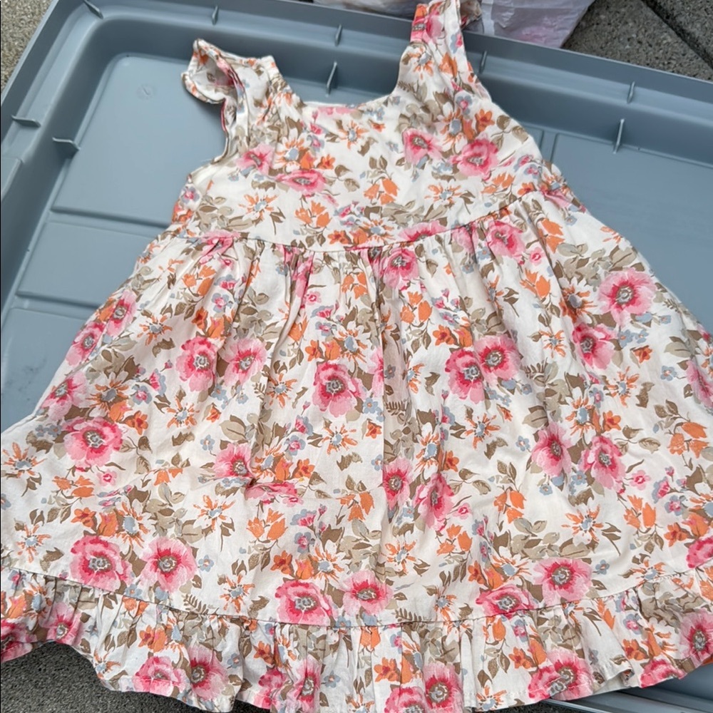Floral Pink and Brown Kids Dress